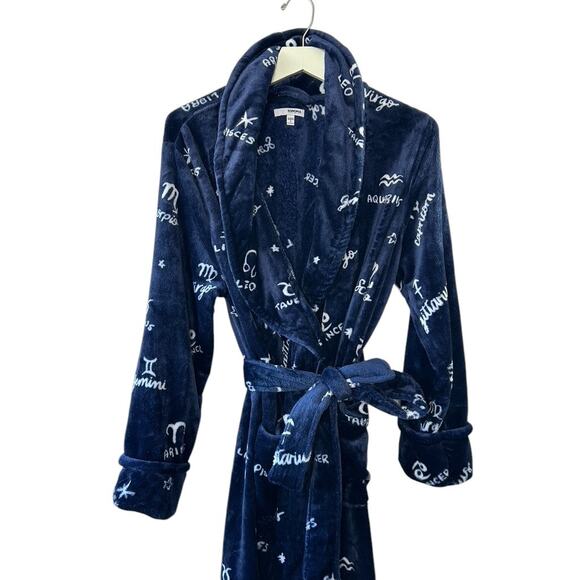 Sonoma Intimates Navy Blue Zodiac Super Soft Cozy Robe Women's Small New Gift - Picture 5 of 10